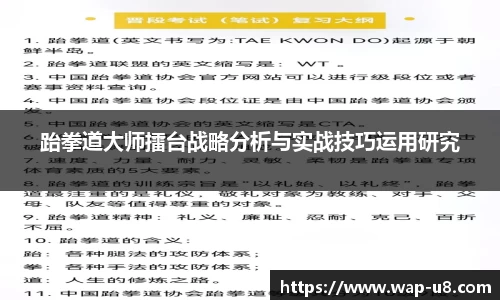 跆拳道大师擂台战略分析与实战技巧运用研究